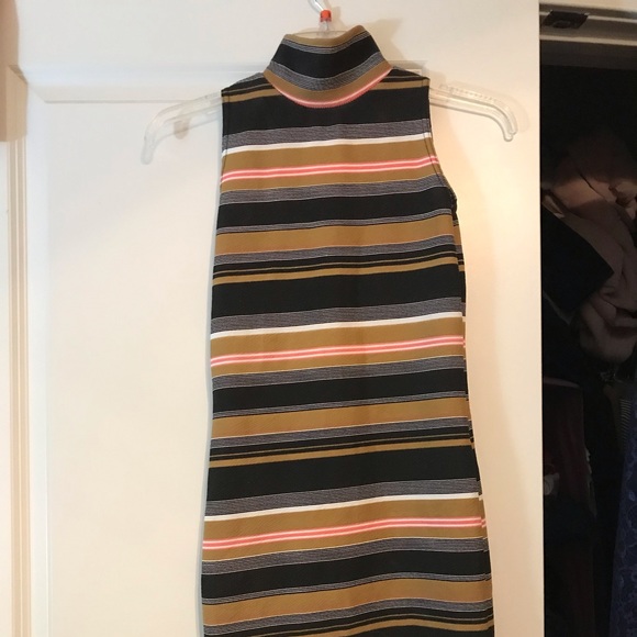 Ribbed striped turtleneck mini dress - Picture 1 of 2